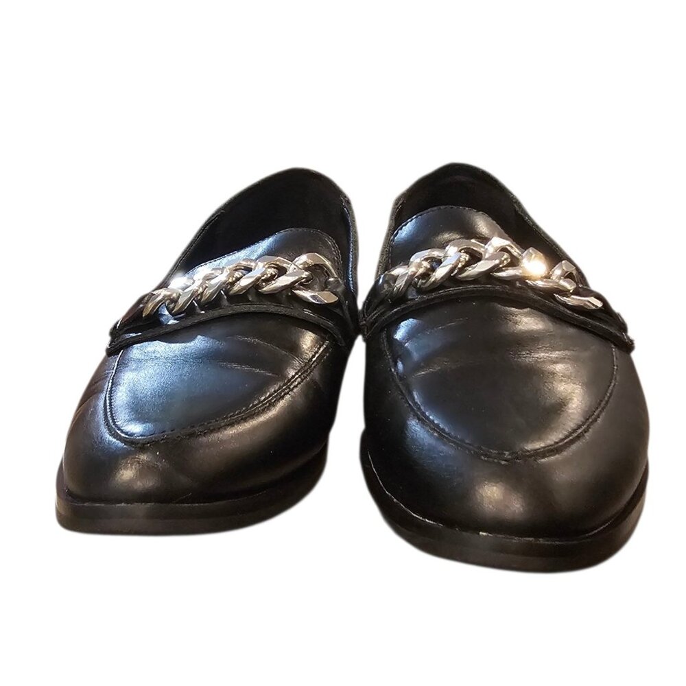 Rag & Co Pola Chain Bit Black Loafers Leather Shoes Womens Size 9 Office Sleek - Picture 6 of 13